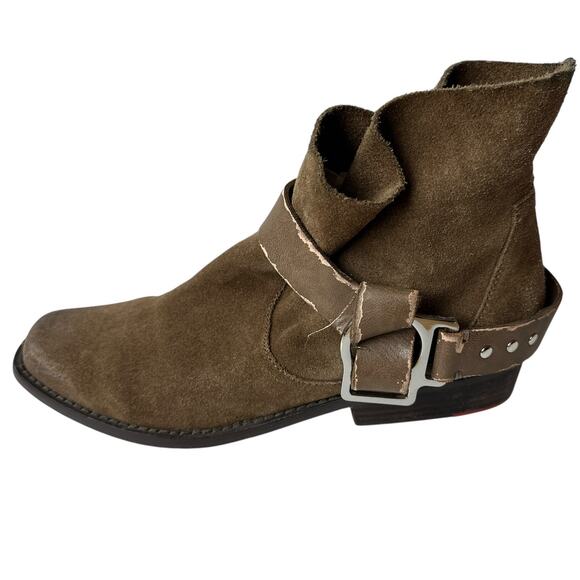 Joe's Jeans Boots Saki Western Tan Brown Suede Ankle Boot Women's Size 8.5M - Picture 1 of 11